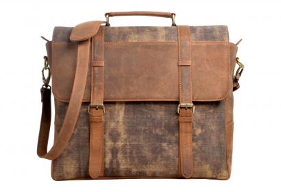 Canvas Men’s shoulder messenger bag hunter leather travel briefcase handbag